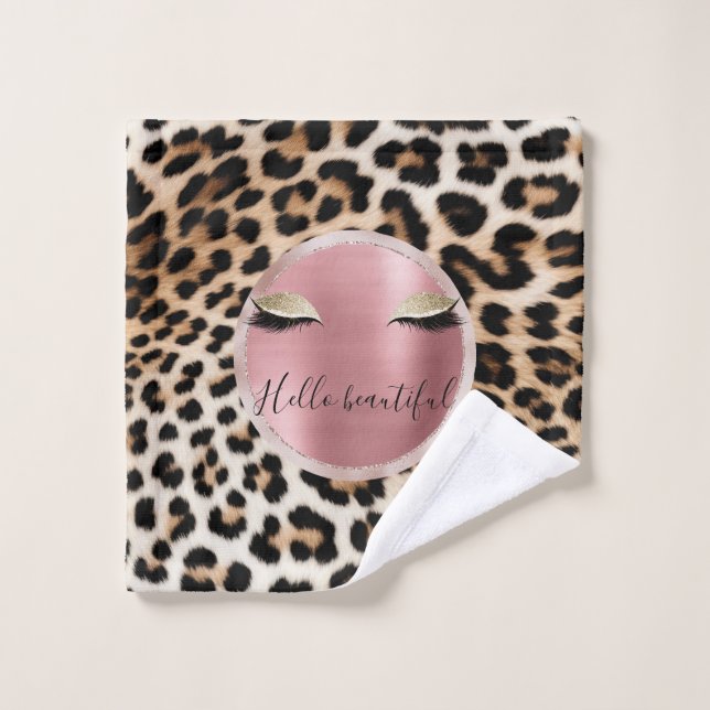 Toalha De Rosto Olhos Dourados de Lágrimas Castanhos Leopardo (Pano de lavar)