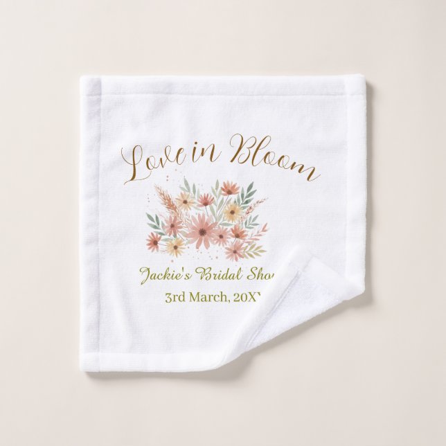 Toalha De Rosto Orange boho love in Bloom bridal shower name retro (Pano de lavar)