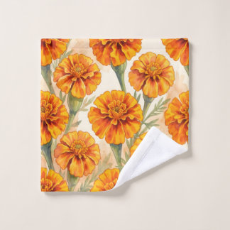 Toalha De Rosto Orange marigold flowers pattern