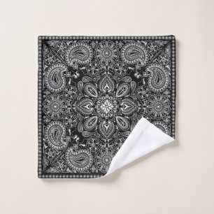 Toalha De Rosto Ornamentado Black Bandana