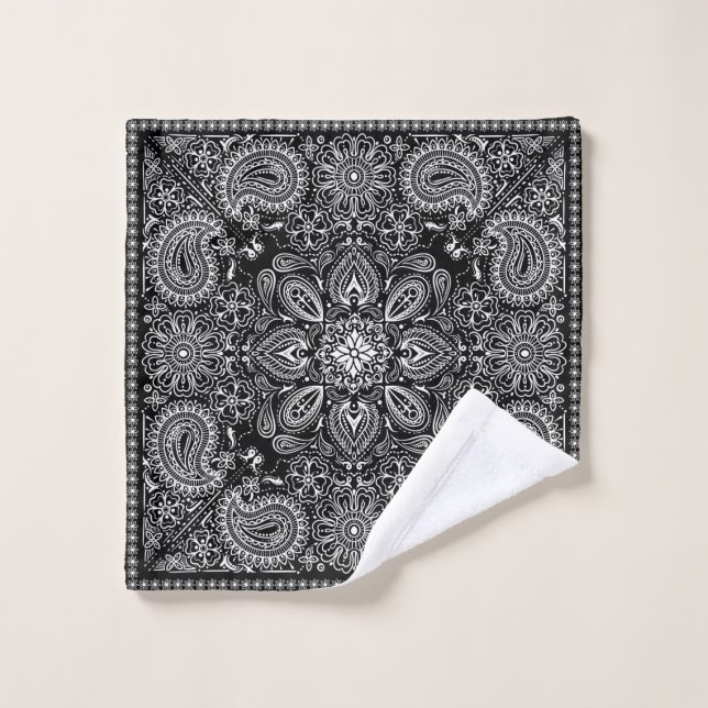 Toalha De Rosto Ornamentado Black Bandana (Pano de lavar)