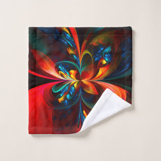 Toalha De Rosto Padrão Azul Laranja-Abstrato Floral Moderno #14