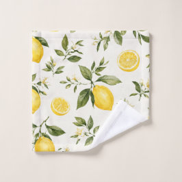 Toalha De Rosto Padrão Botânico de Flor de Limão em Aquarela Elega