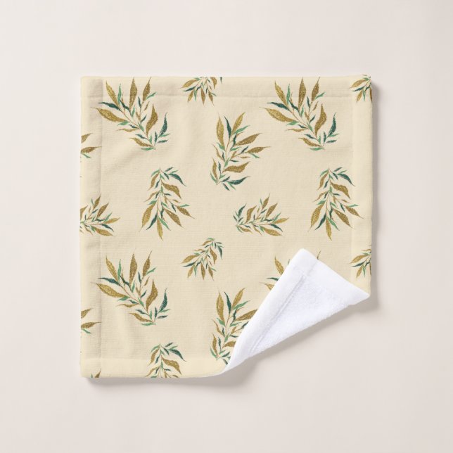 Toalha De Rosto Padrão Botânico estético com folhas (Pano de lavar)