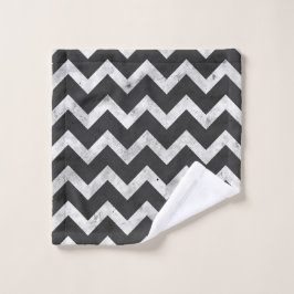 Toalha De Rosto Padrão Chevron Rústico preto e branco