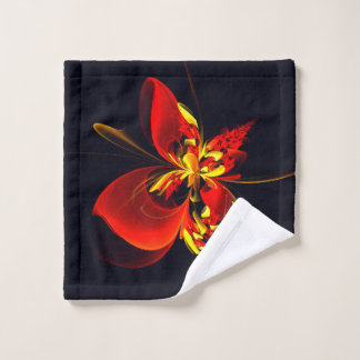 Toalha De Rosto Padrão de Arte Abstrata Floral Amarelo Vermelho Mo