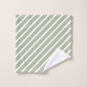 Toalha De Rosto Padrão de cinco faixas verde-oliva e branco