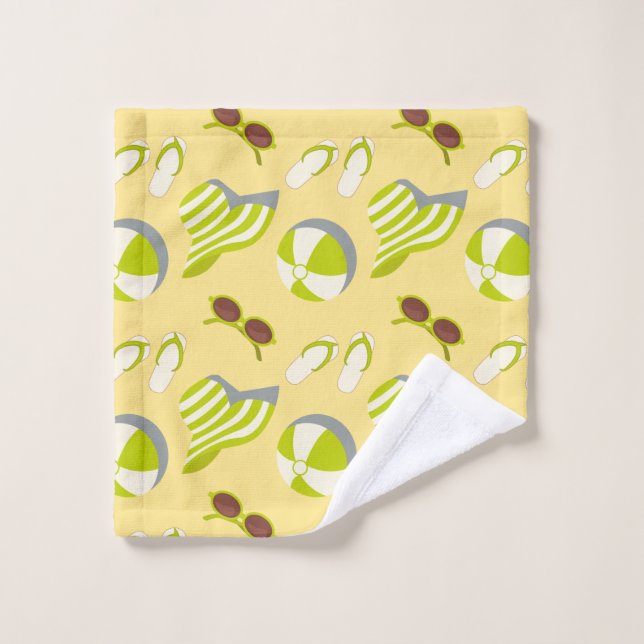 Toalha De Rosto Padrão de férias em praia com óculos de sol e chap (Pano de lavar)