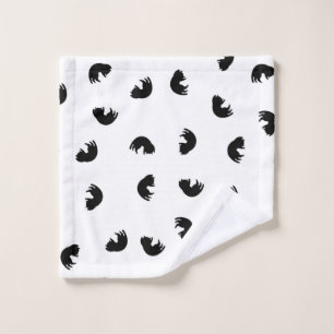 Toalha De Rosto Padrão de Gato CUTO Preto e Branco