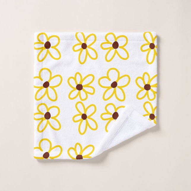 Toalha De Rosto Padrão de girassol castanho-amarelo ventre floral  (Pano de lavar)