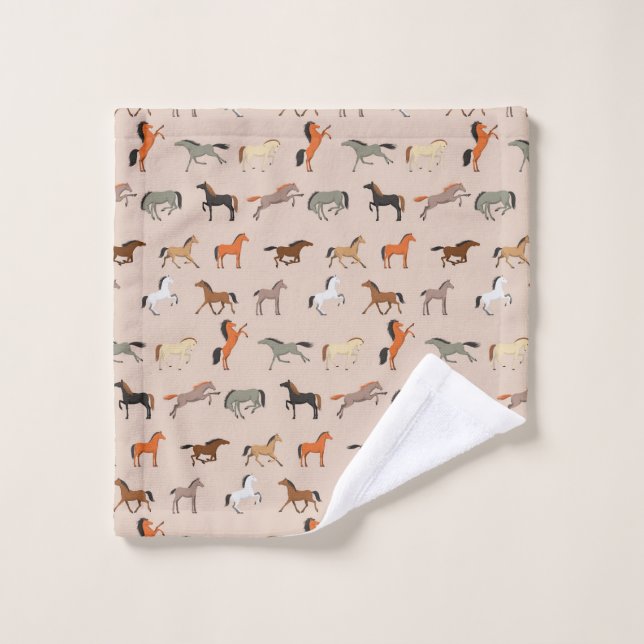 Toalha De Rosto Padrão de Impressão de Cavalo, Meninas e Crianças, (Pano de lavar)