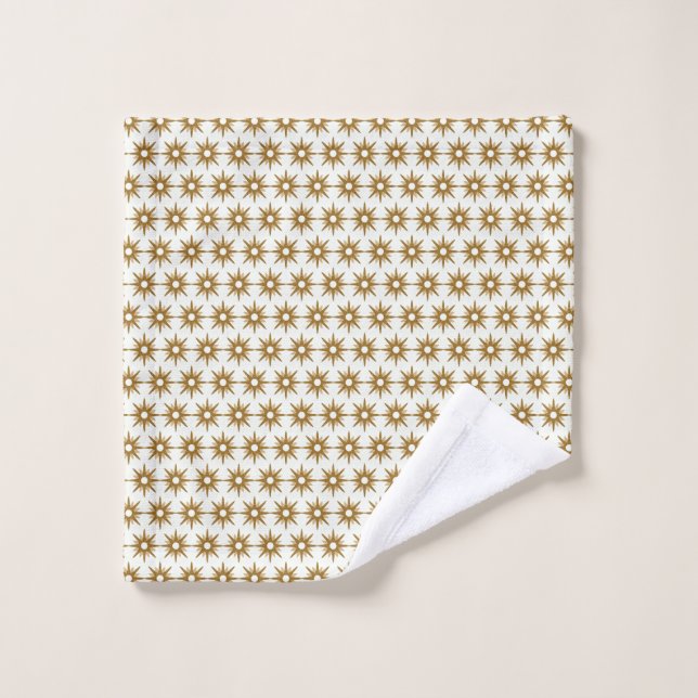 Toalha De Rosto Padrão de Starburst Dourado moderno do século médi (Pano de lavar)