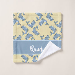 Toalha De Rosto Padrão feliz de bonecas azuis