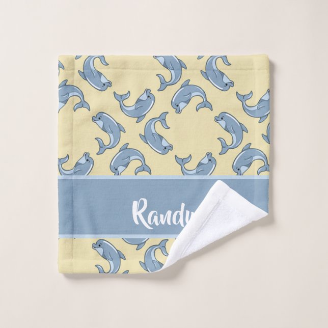 Toalha De Rosto Padrão feliz de bonecas azuis (Pano de lavar)