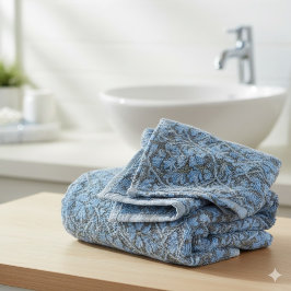 Toalha De Rosto Padrão Floral Elegante em Aquarela Azul