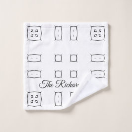 Toalha De Rosto Padrão Geométrico Preto e Branco | Minimalista Abs