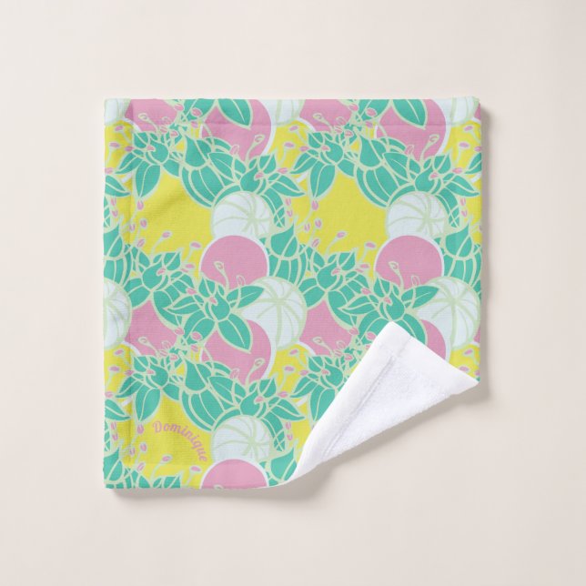 Toalha De Rosto Padrão Personalizado Neon Modern Bud & Flower (Pano de lavar)