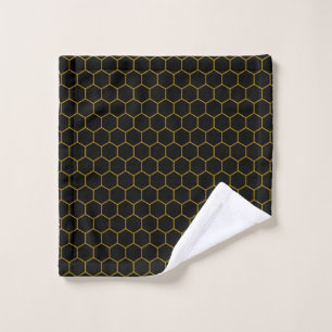 Toalha De Rosto Padrão simples e elegante de colmeia preto