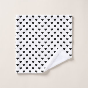 Toalha De Rosto Padrão Trendy Black and White Hearts