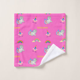 Toalha De Rosto Padrão Unicorn a rosa