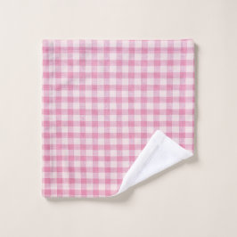 Toalha De Rosto Padrão Xadrez Rosa Bebê
