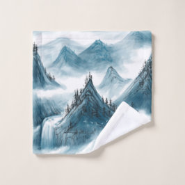 Toalha De Rosto Paintagem Natureza das Montanhas Azuis