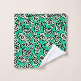 Toalha De Rosto Paisley Atemporal em Fundo Verde