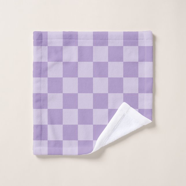 Toalha De Rosto Pale and Pastel Purple Monotone Checkered (Pano de lavar)