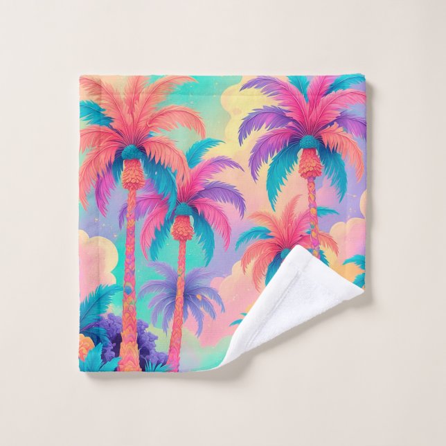 Toalha De Rosto Palmeiras coloridas (Pano de lavar)