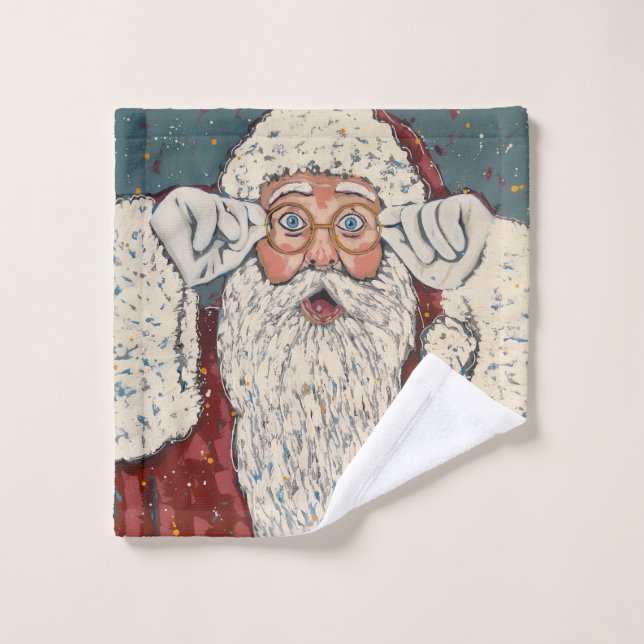 Toalha De Rosto Papai Noel Surpreso (Pano de lavar)