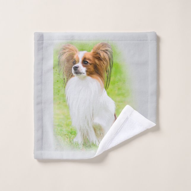 Toalha De Rosto papillon, papilão, papillon e cão-papão, (Pano de lavar)