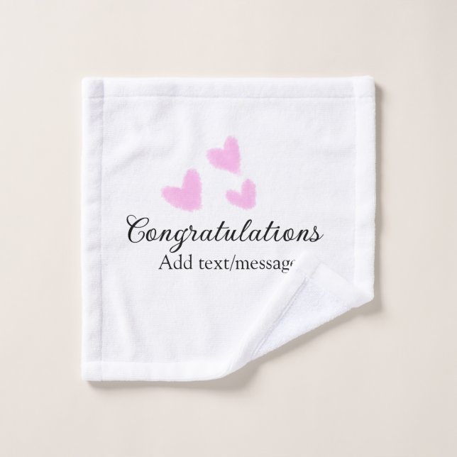 Toalha De Rosto Parabéns cor-de-rosa (Pano de lavar)