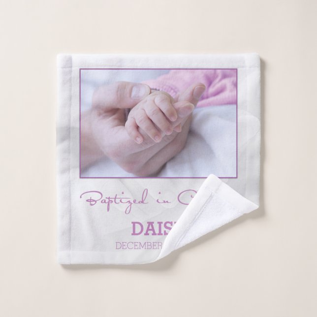 Toalha De Rosto Parabéns de batismo para bebês personalizados (Pano de lavar)