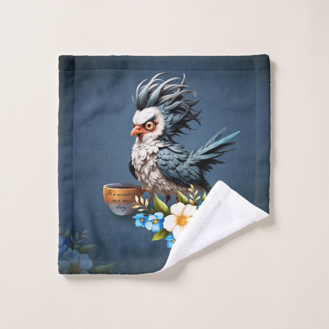 Toalha De Rosto Pássaro rabugento na segunda. (Pano de lavar)