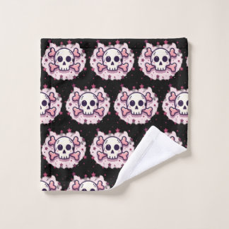 Toalha De Rosto Pastel Pink Skull and Crossbones