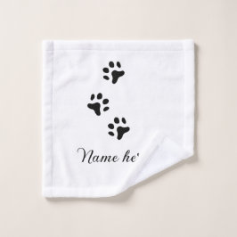 Toalha De Rosto Pata de cão e animal preto acrescentar nome texto