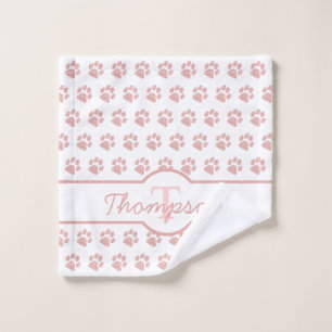 Toalha De Rosto Pata Impressa Rosa Glitograma Dourado Monograma Pa