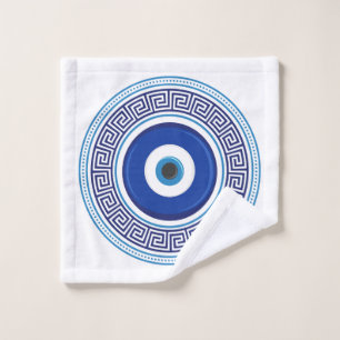 Toalha De Rosto Patterno Grego - Mau de Olho Nazar