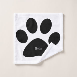 Toalha De Rosto Paw Imprime Padrão Grande Preto Nome Personalizad