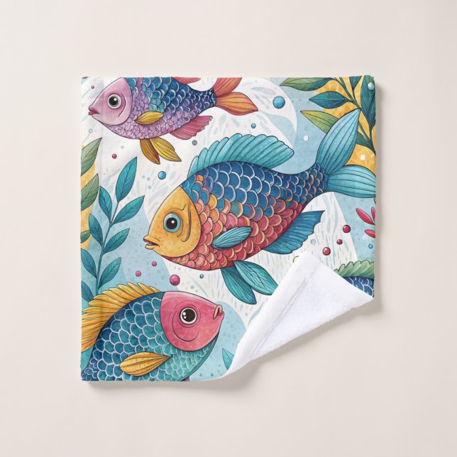 Toalha De Rosto Peixe-arco-íris submarino (Pano de lavar)