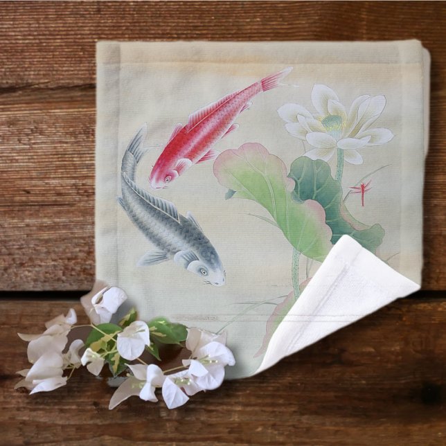 Toalha De Rosto Peixe Koi com Lotus (Criador carregado)