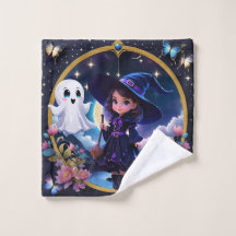 Pequena bruxa com olhos grandes e brilhantes.