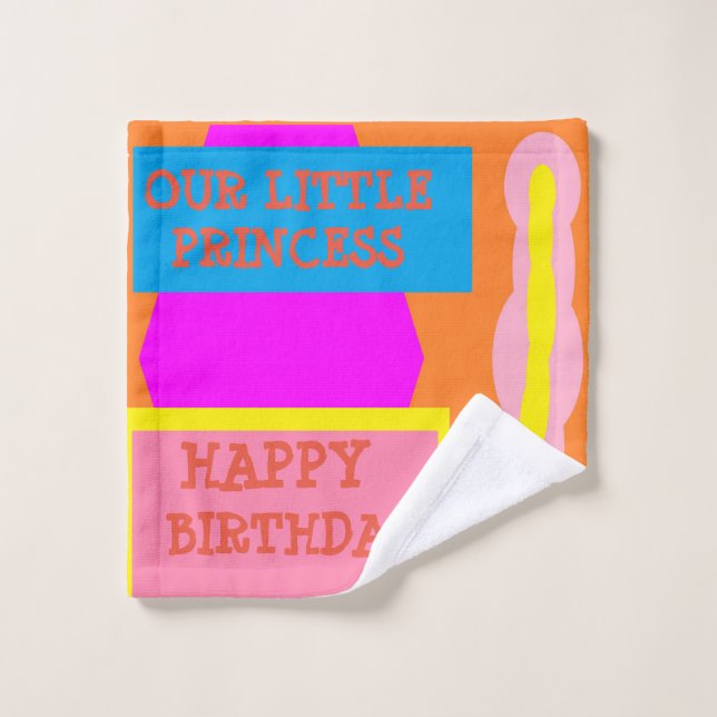 Toalha De Rosto Pequena Princesa feliz aniversário, design de limã (Pano de lavar)