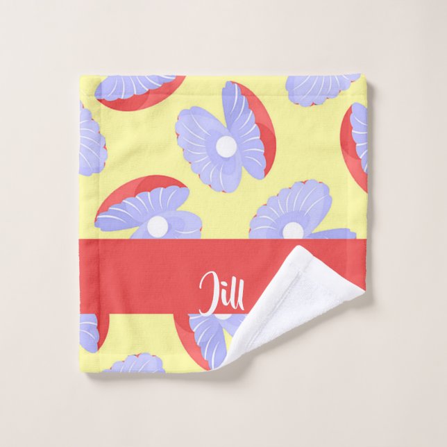 Toalha De Rosto Pérolas brancas no padrão das conchas marítimas (Pano de lavar)