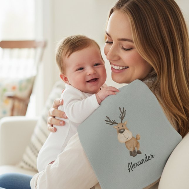 Toalha De Rosto Personalized Burp Cloth with Moose (Criador carregado)