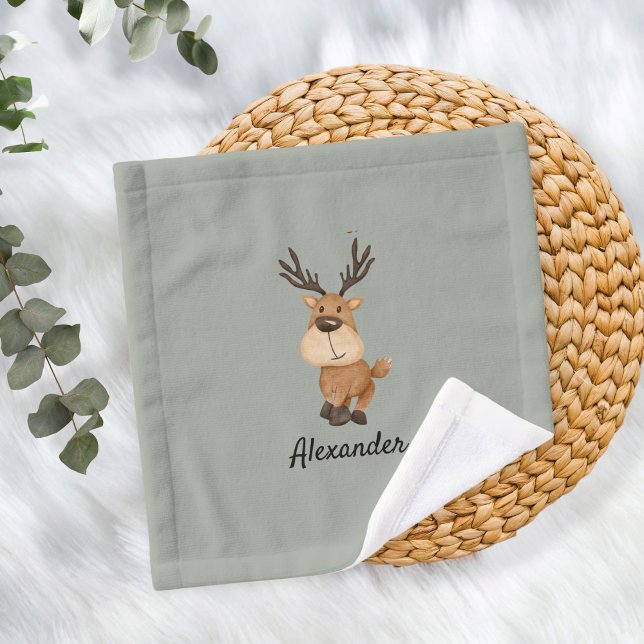Toalha De Rosto Personalized Burp Cloth with Moose (Criador carregado)
