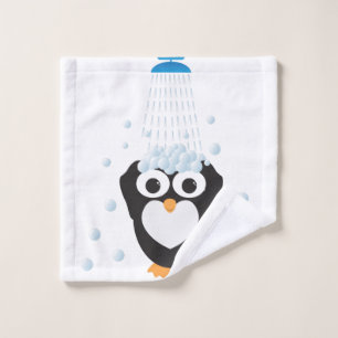 Toalha De Rosto Pinguim bonito que toma um chá