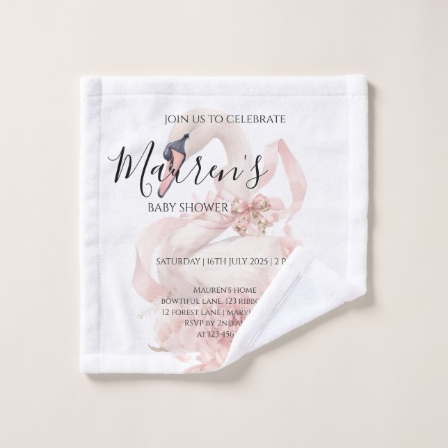 Toalha De Rosto Pink Bow Girl Baby Shower  (Pano de lavar)