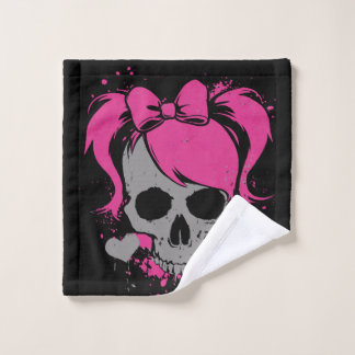 Toalha De Rosto Pink Skull Girl – Dark Cute Style