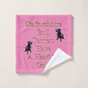 Toalha De Rosto Pink Staffordshire Bull Terrier Design,